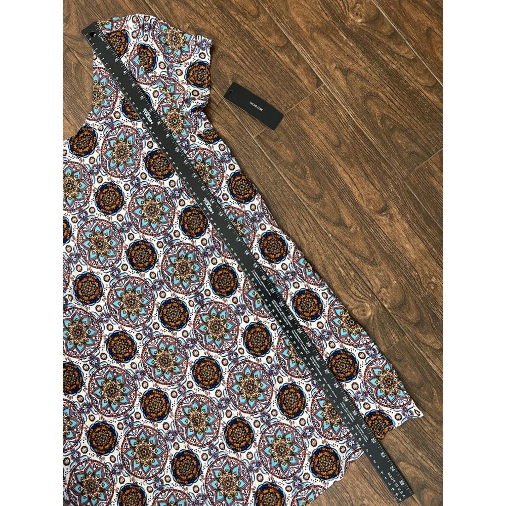 NEW LULUS PERFECT GETAWAY BLUE ORANGE MEDALLION PRINT SHIFT DRESS FLOWY BOHO SM - Picture 8 of 10